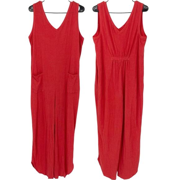 ANYBODY NWOT Coral Sleeveless Textured Knit Loungewear Jumpsuit Size Large - Picture 1 of 8